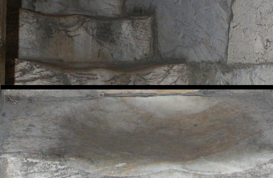 cropped image of wear patterns in stone steps
